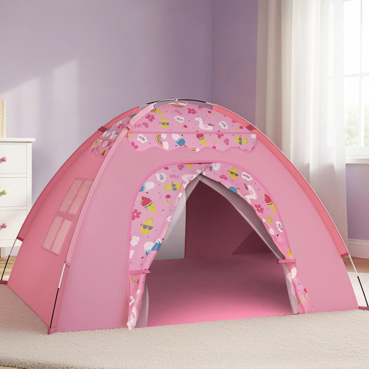 AFUNX unicorn play tent front view for imaginative indoor play