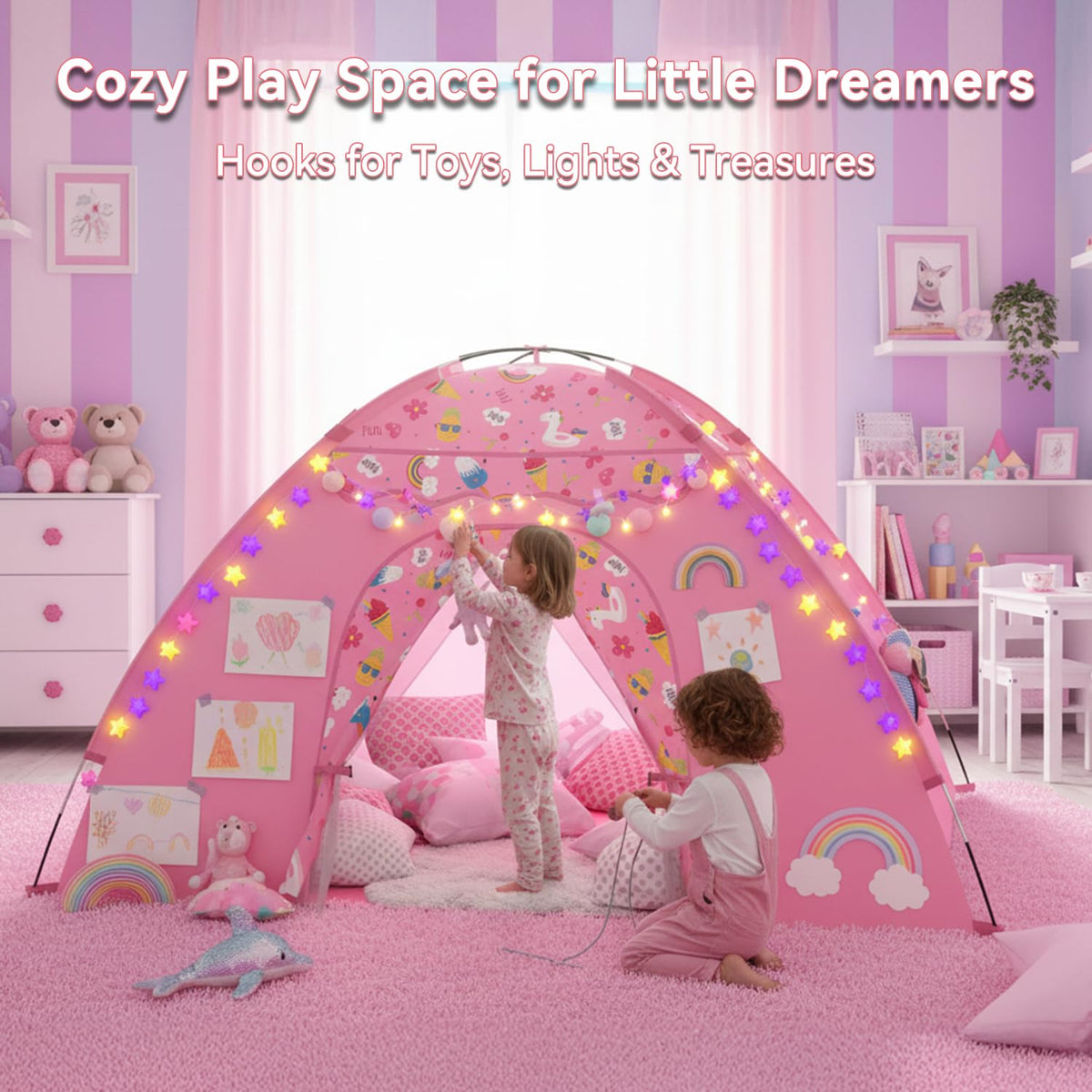 AFUNX unicorn play tent interior view shows spacious area for kids