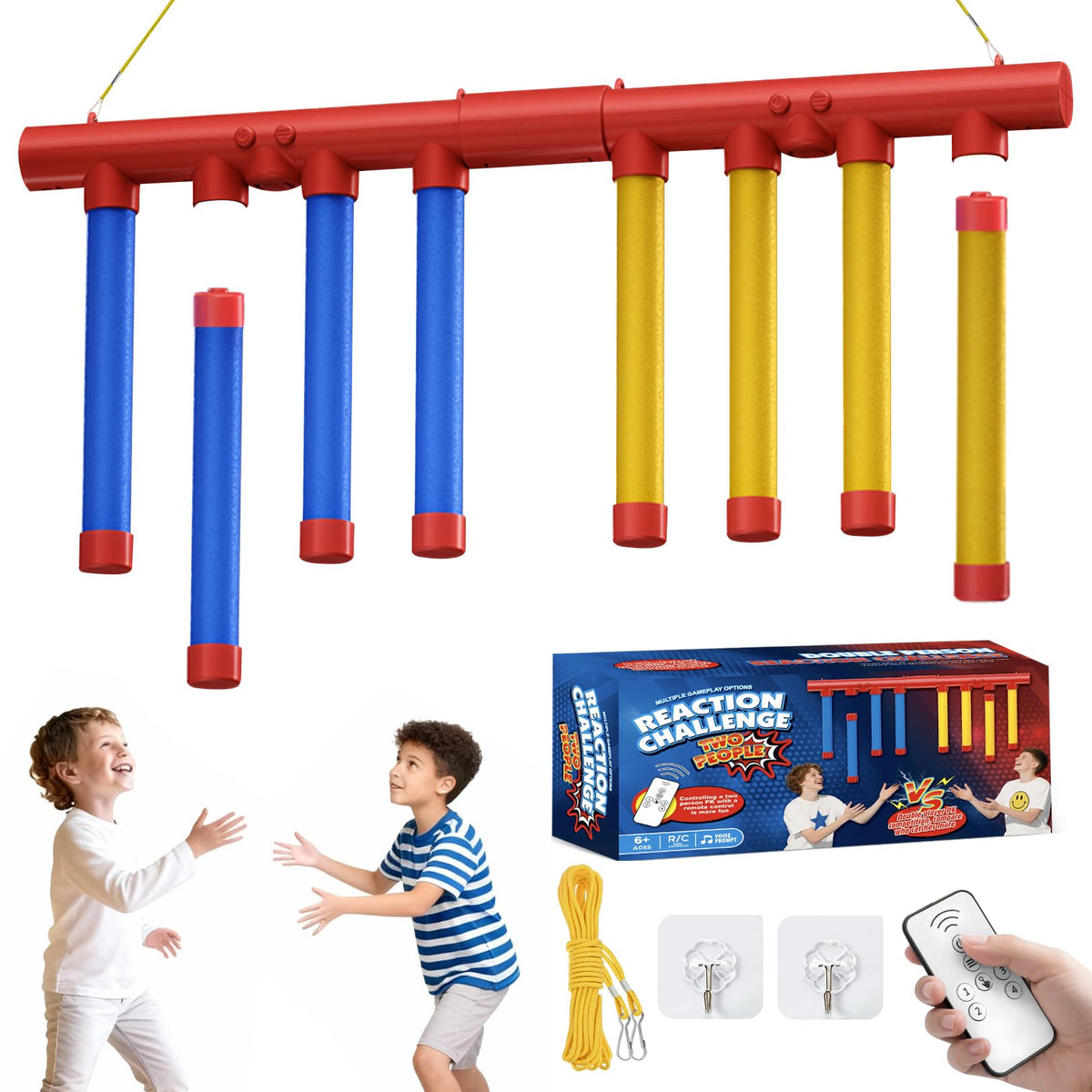 Agaommio Reflex Drop Sticks Game in action catching sticks to boost hand-eye coordination.