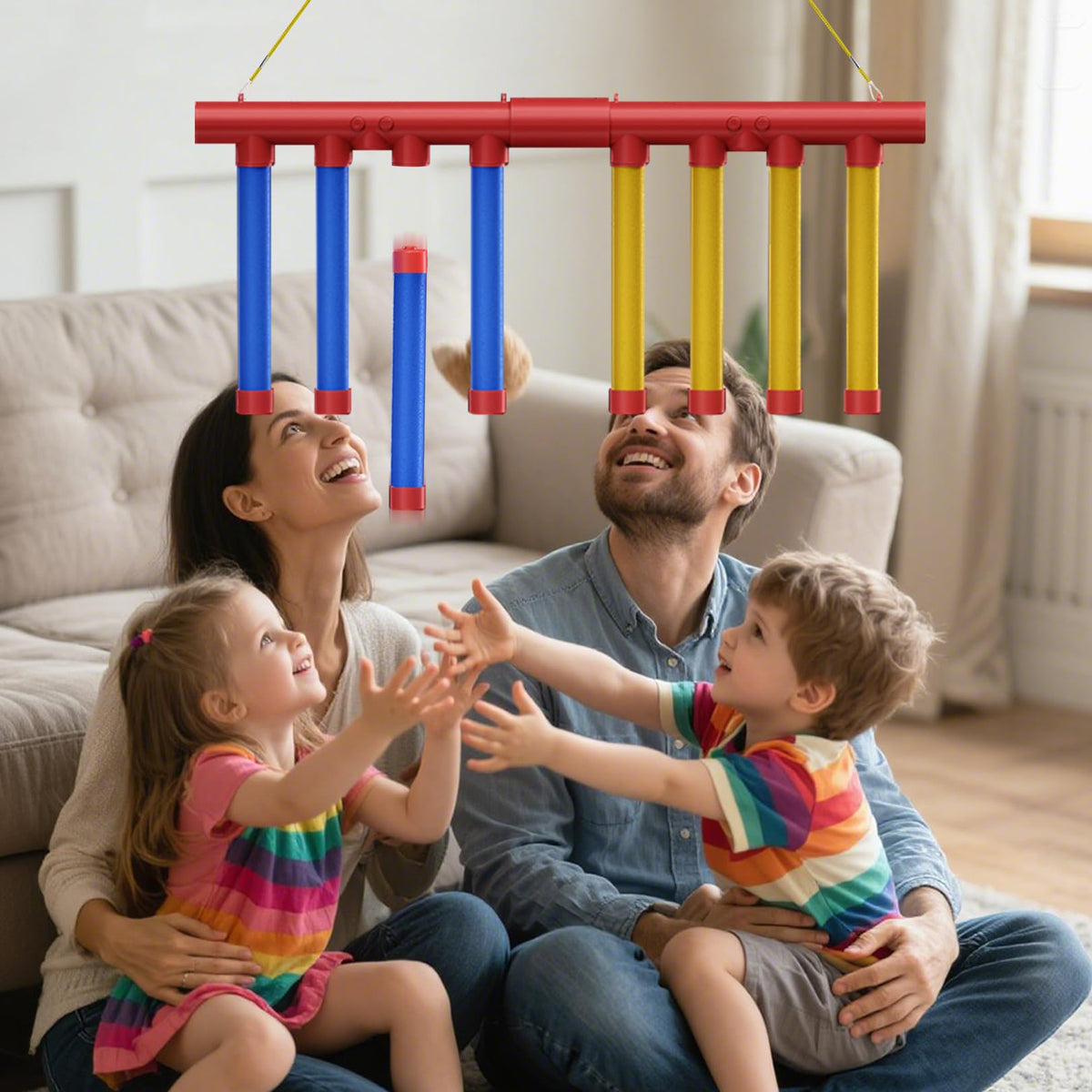 Agaommio Reflex Drop Sticks Game uses safe ABS construction for durable play.