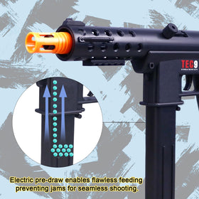 Agard ergonomic grip with tactical rails enhances handling during battles.