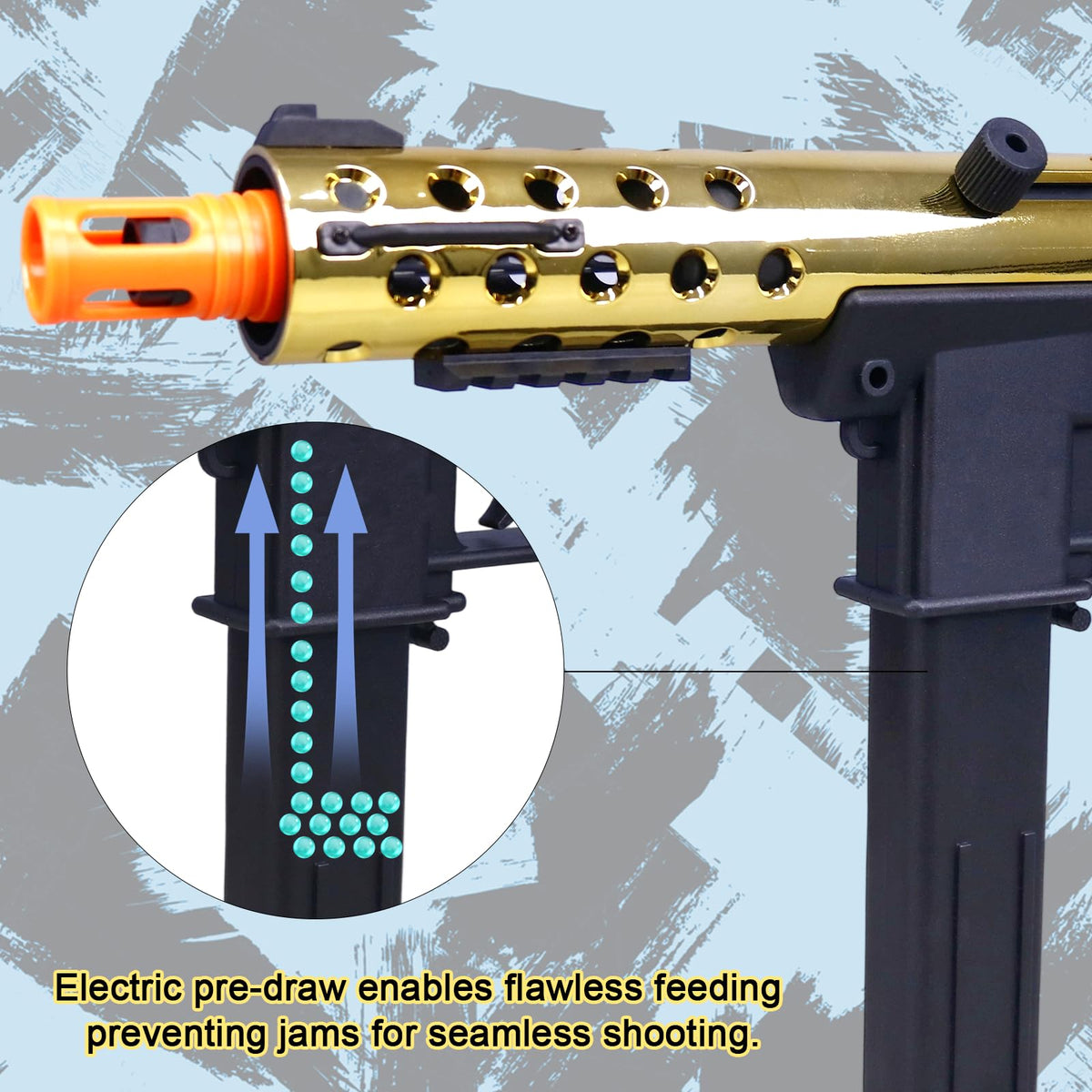 Agard Gel Ball Blaster with tactical rails for accessories.
