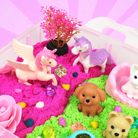 AGENTLAN colorful sands in pink, green, and blue spark tactile exploration.