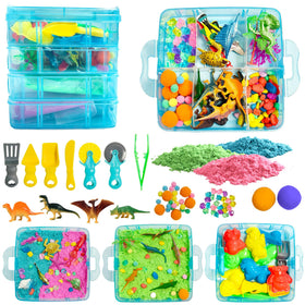 AGENTLAN sensory bin setup with dinosaurs and ocean pieces sparks imaginative play and exploration.