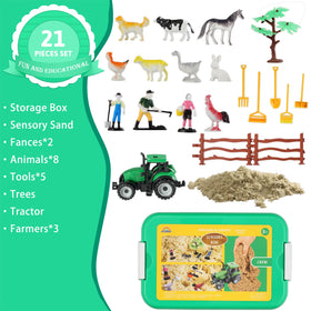AGENTLAN Farm Sensory Bin with 8 animals invites imaginative pretend play.