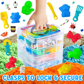 AGENTLAN four-tier stackable bin serves as both a play space and storage solution.