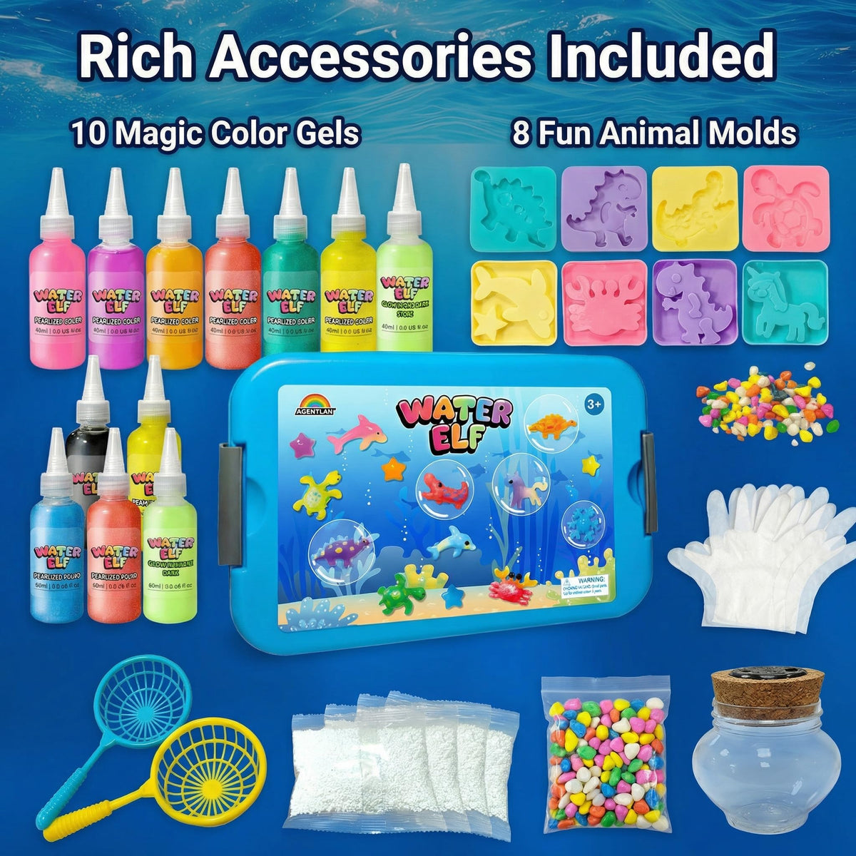 Glow in the dark gel from AGENTLAN kit creating luminous jelly friends