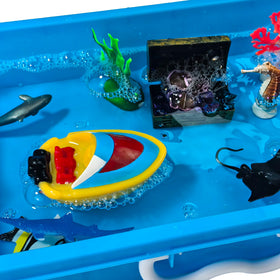 AGENTLAN Ocean Sensory Bin coral and sea grass add realistic textures for exploration.