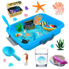 AGENTLAN Ocean Sensory Bin with sea animals sparks imaginative play and fine motor skills.