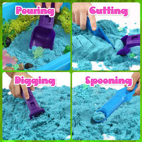 Bright sensory sand colors in action to boost fine motor skills