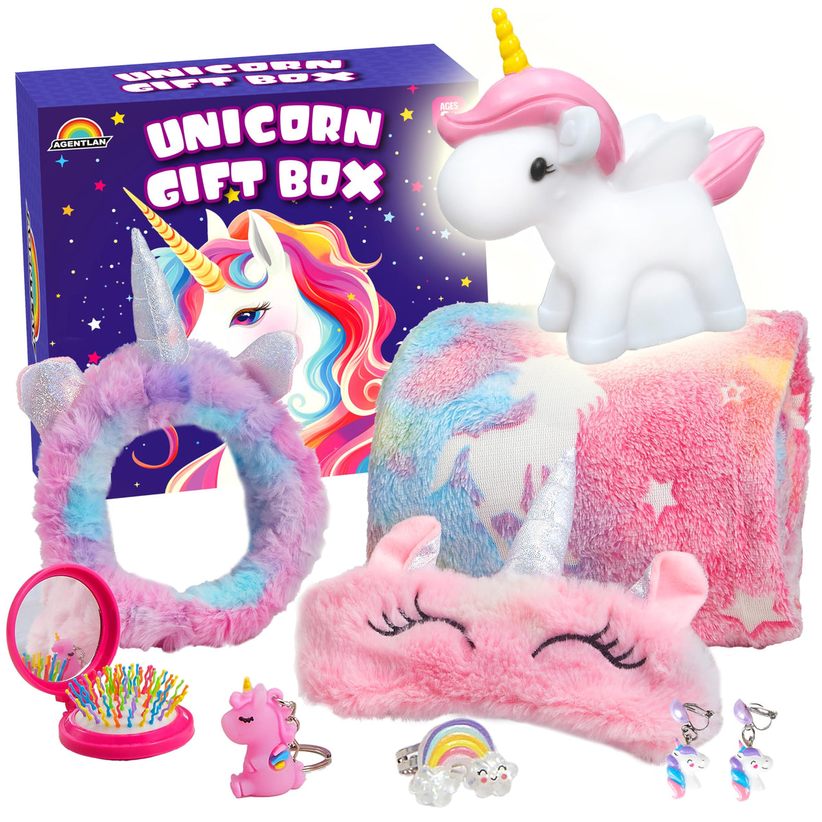 AGENTLAN Unicorn glow blanket glows in the dark for cozy nighttime snuggles.