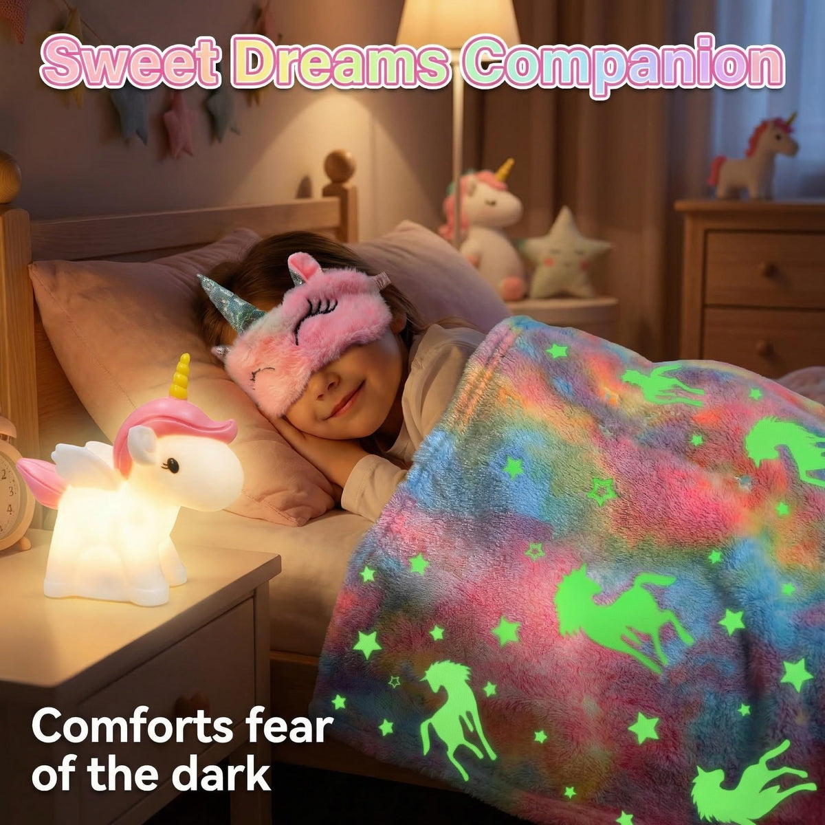 AGENTLAN Unicorn night light gently illuminates a child’s room.