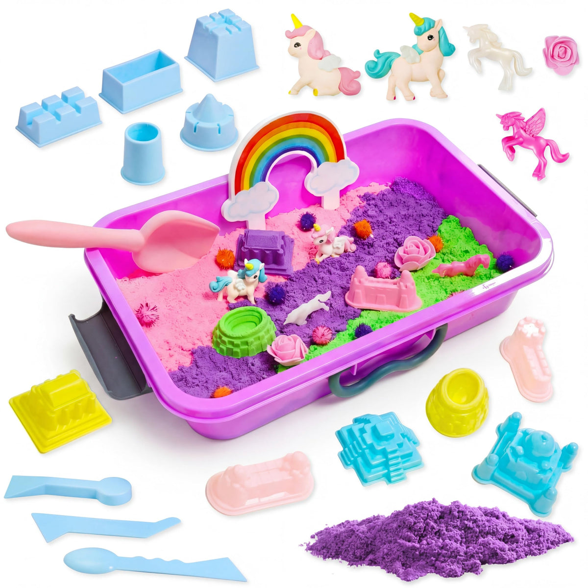 AGENTLAN Unicorn Sensory Bin full kit encouraging imaginative play and tactile exploration.