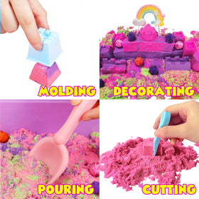 AGENTLAN Unicorn Sensory Bin green sand promotes creative story-building during playtime.