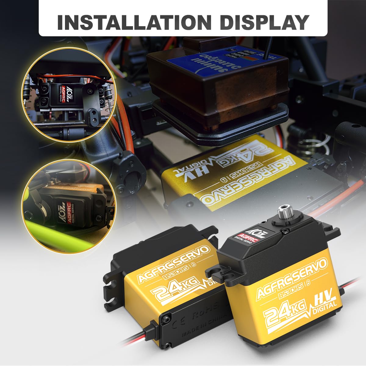 AGFRC 24KG servo ideal for 1/10 and 1/12 RC models in action