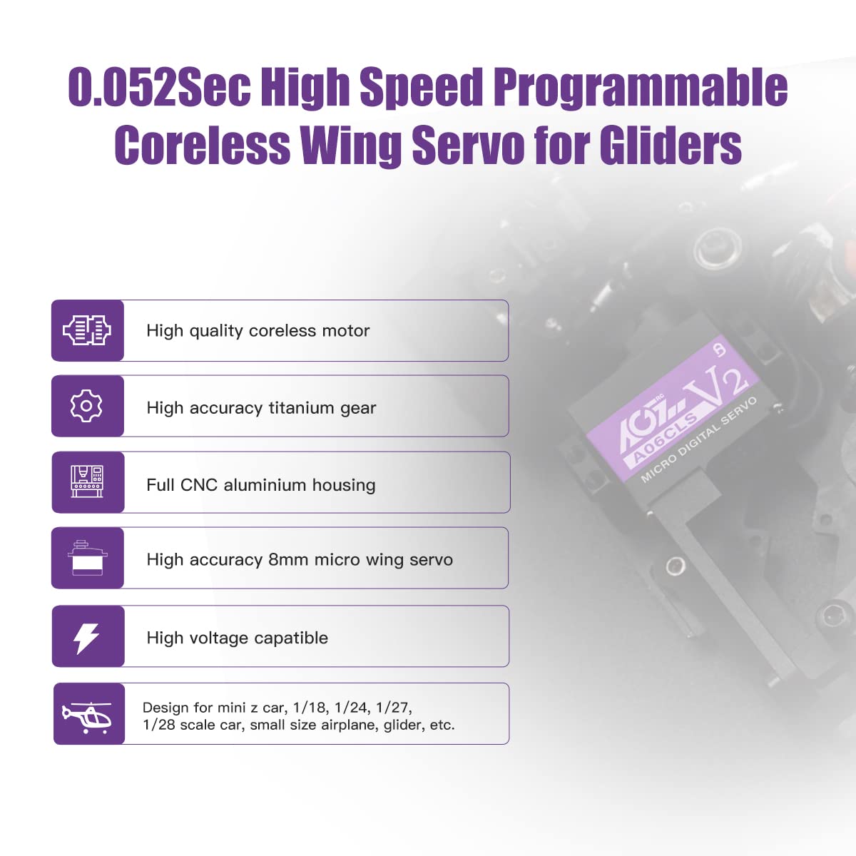 AGFRC A06CLS V2 coreless motor delivers quick, smooth response