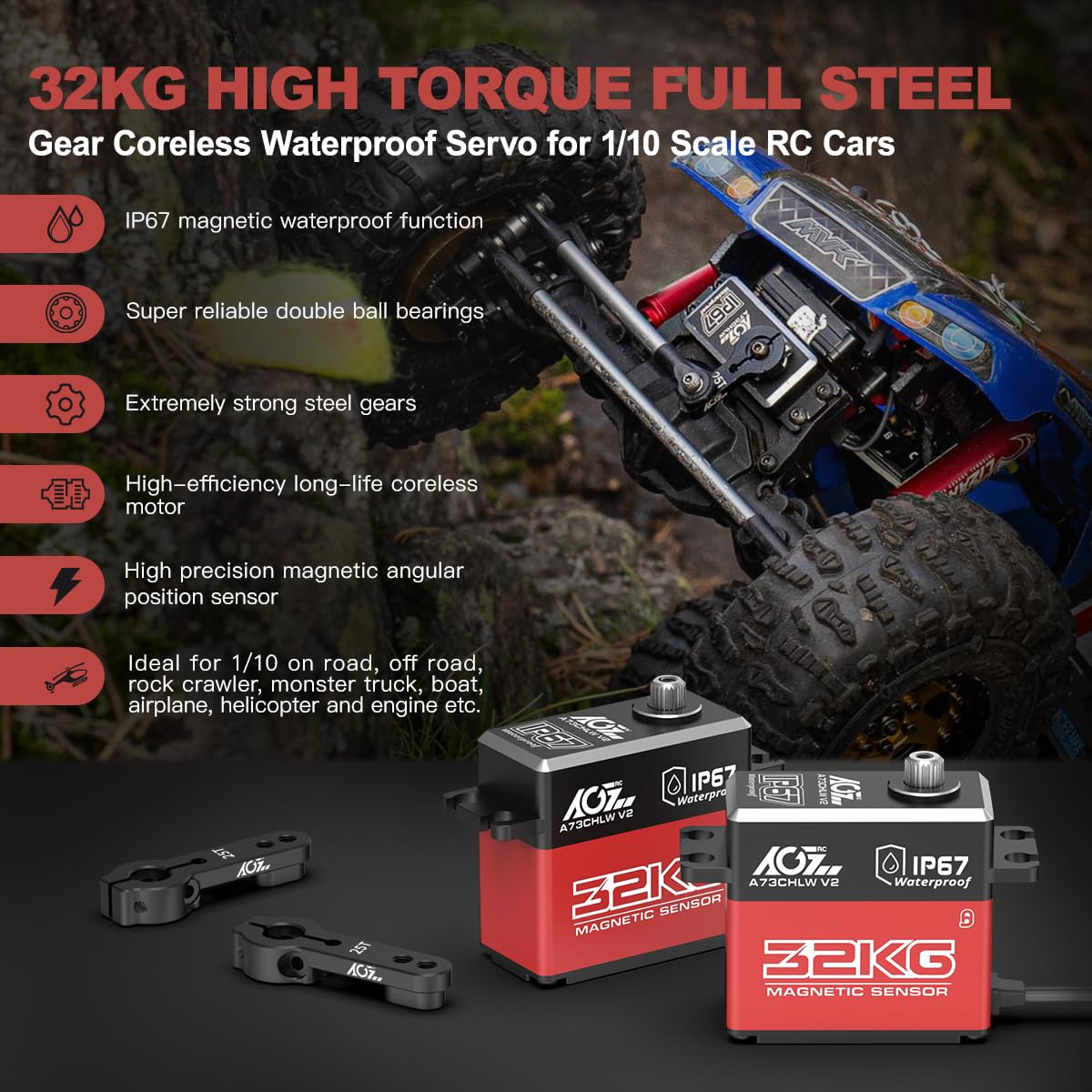 AGFRC A73CHLW V2 gear closeup reveals full-metal gears and precision.