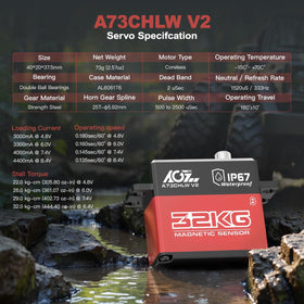 AGFRC A73CHLW V2 side profile shows compact, waterproof steering servo.
