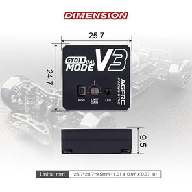 AGFRC compact 25.7x24.7x9.5mm profile fits tight RC setups.