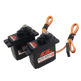 AGFRC micro 9g servo front view shows compact metal-gear reliability for RC models.