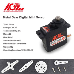AGFRC micro 9g servo 180° range enabling versatile RC control.