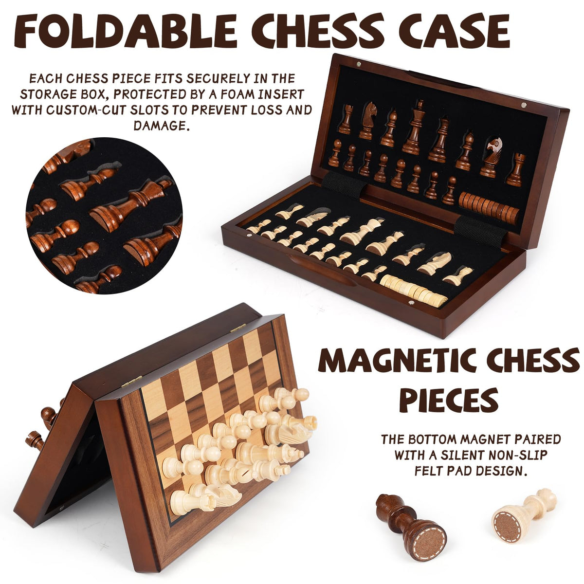Agirlgle 12in travel chess board open for on-the-go play and easy storage.