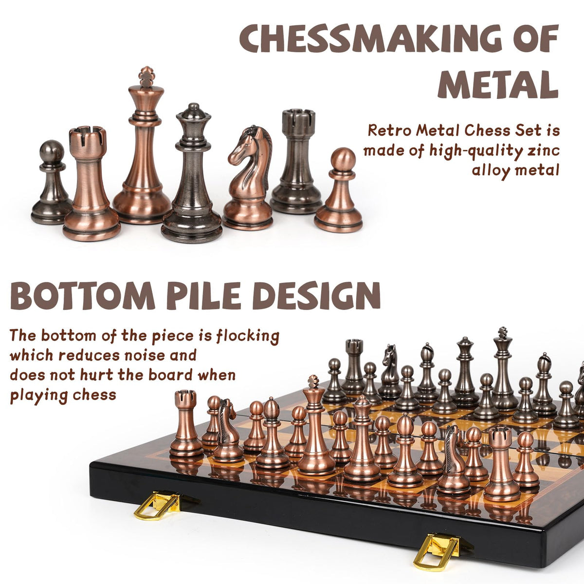 Agirlgle 15-inch wooden chess board with refined inlay for premium play