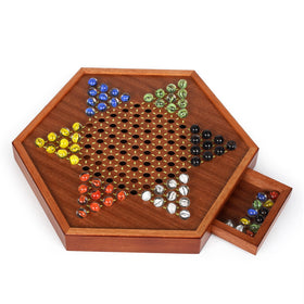 Agirlgle 15-inch wooden Chinese Checkers board with smooth surface for classic family games.