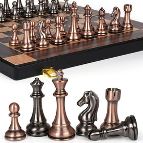 Agirlgle 15-inch chess board folded for travel and easy storage.