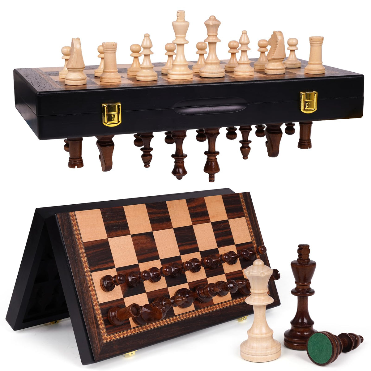 Agirlgle 15-inch magnetic chess board with stable gameplay in action