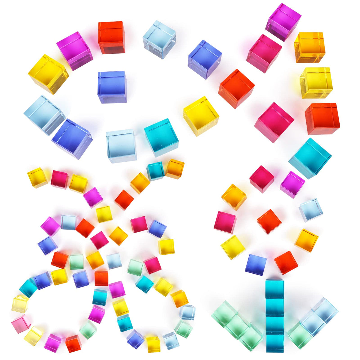 Agirlgle 4-inch wooden blocks with 1-inch acrylic cubes in eight colors