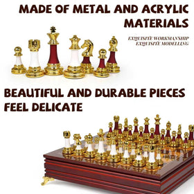 Agirlgle acrylic-finish chess pieces offer premium metallic look and durable surface.