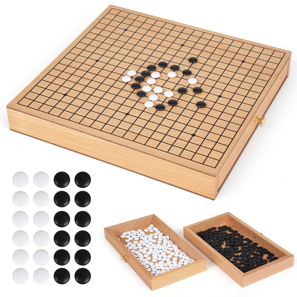 Agirlgle 12-inch wooden Go board with warm natural finish for precise gameplay