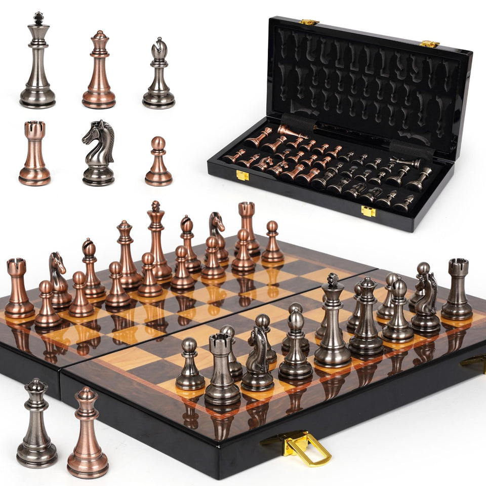 Agirlgle luxury metal chess pieces with weighted balance for confident moves