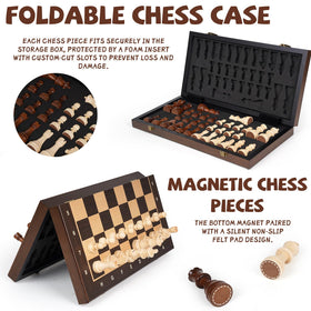 Agirlgle magnetic wooden chess pieces are well-balanced for easy handling.