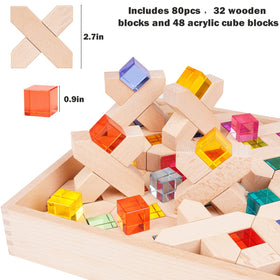 Agirlgle rainbow blocks encourage cooperative play and shared exploration