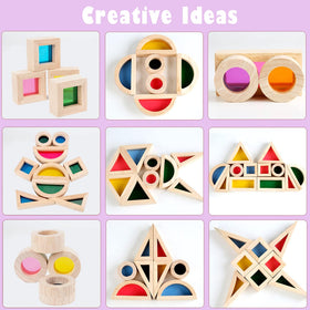 Agirlgle wooden blocks support parent-child interaction through shared building time.