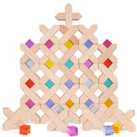 Agirlgle rainbow acrylic blocks add tactile contrast for early learning