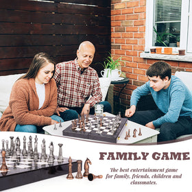 Agirlgle retro metal chess set gift idea for family.