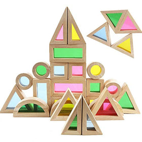Agirlgle wood blocks set rainbow 24 pcs supports color learning and tactile play.