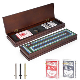 Agirlgle wooden cribbage board with 3-track design for engaging family play