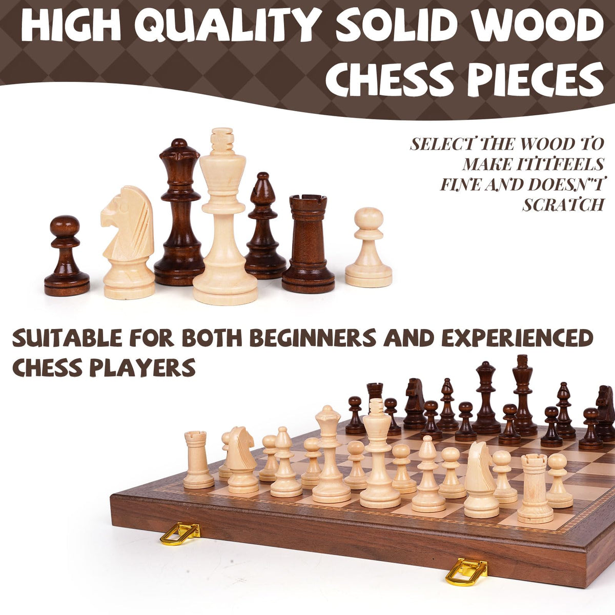 Agirlgle wooden folding board with storage keeps pieces organized and portable.