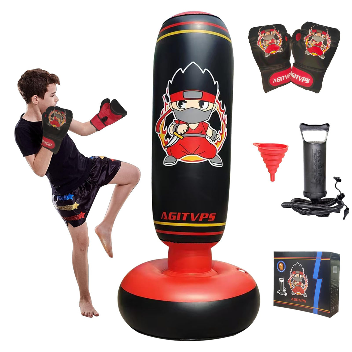 AGITVPS inflatable punching bag 66-inch for active play and safe athletic practice.