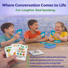 AGO QnA ESL Card Game advanced deck challenges fluency with complex prompts.