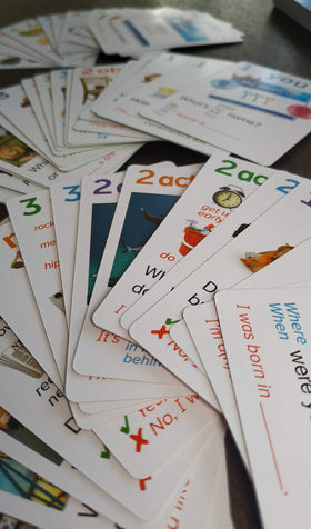 AGO QnA ESL Card Game UNO-style play promotes interactive language practice.