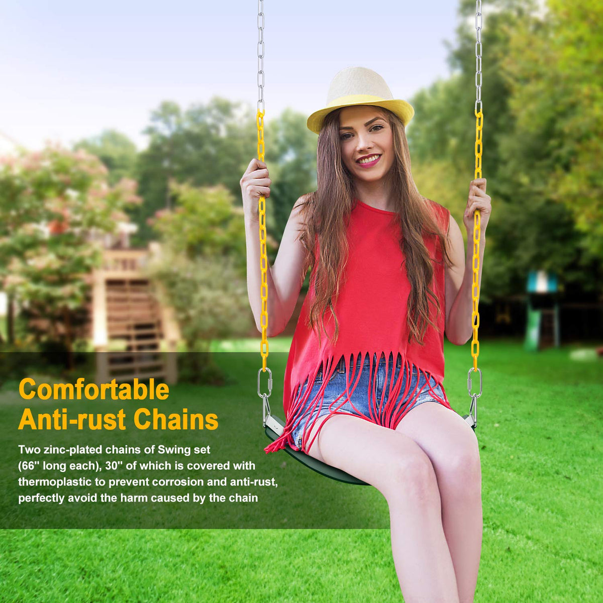 AGPTEK 66-inch thermoplastic-coated chains provide rust resistance and smooth play.
