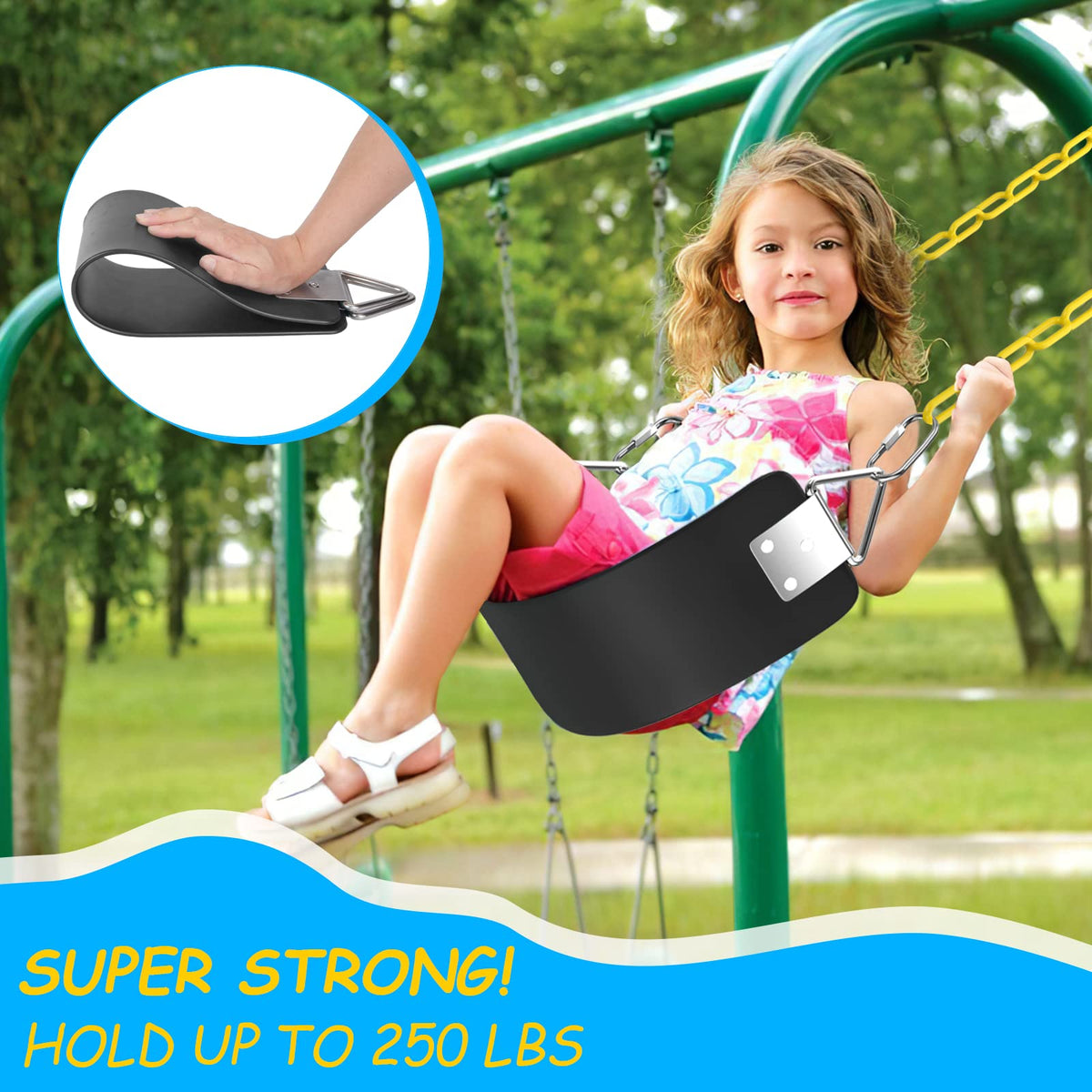 AGPtEK Swing Seat side view in black, wide seat for comfort.