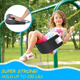AGPtEK Swing Seat side view in black, wide seat for comfort.