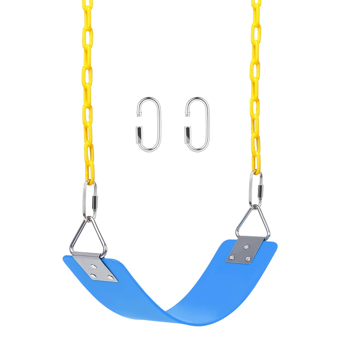 AGPTEK swing seat with thermoplastic-coated chains boosts rust resistance for outdoor use.