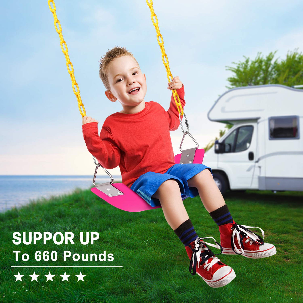 AGPTEK swing set non-slip design enhances safety during play